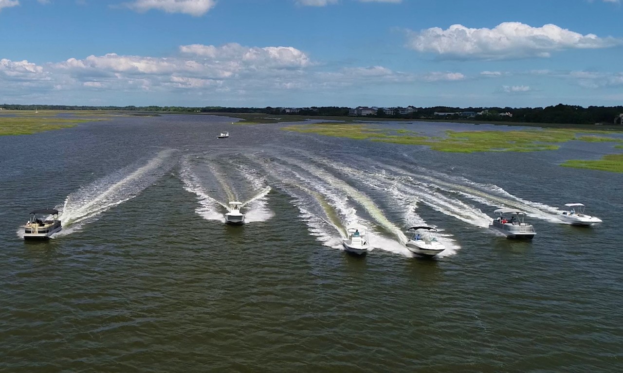 a small boat in a body of water