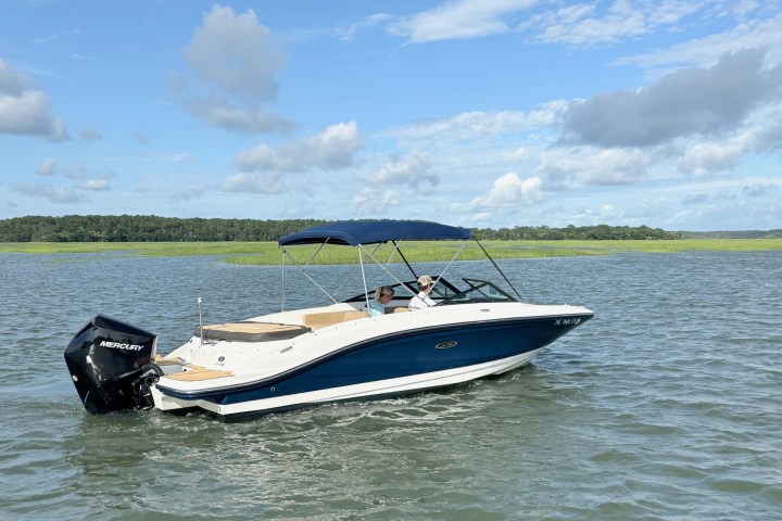 a small boat in a body of water