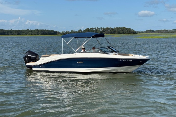 a small boat in a body of water