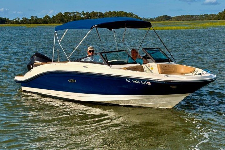 a small boat in a body of water